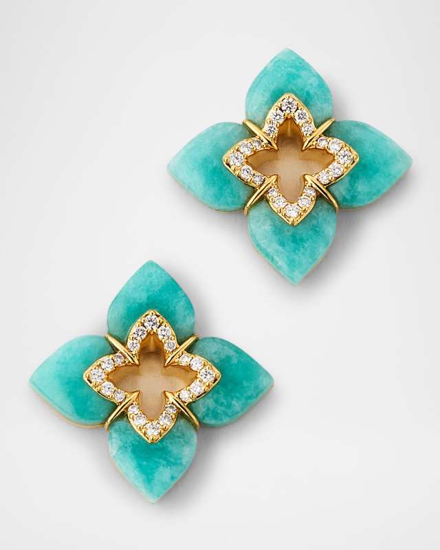 18K Yellow Gold Venetian Princess Stud Earrings with Diamonds